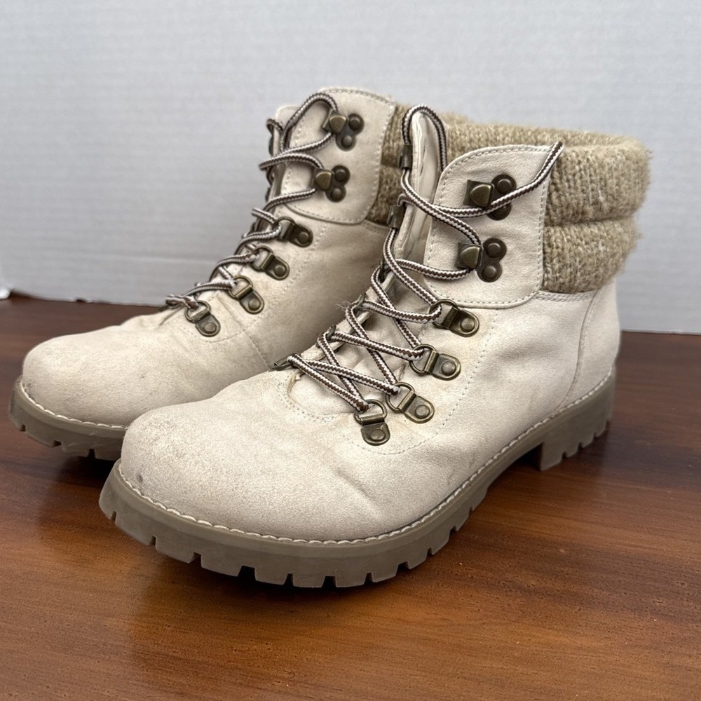Cliffs by White Mountain Pathfield Lace Up Cuff Winter Boots size 8M Cream - Picture 5 of 13